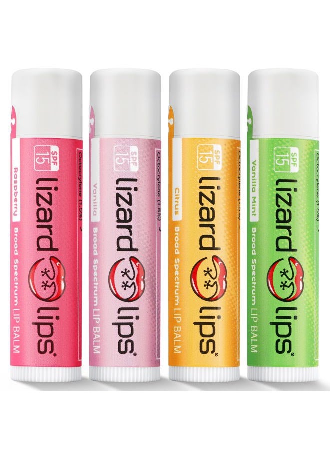 Lizard Lips SPF 15 Lip Balm (4 Flavor Variety) - Image 1