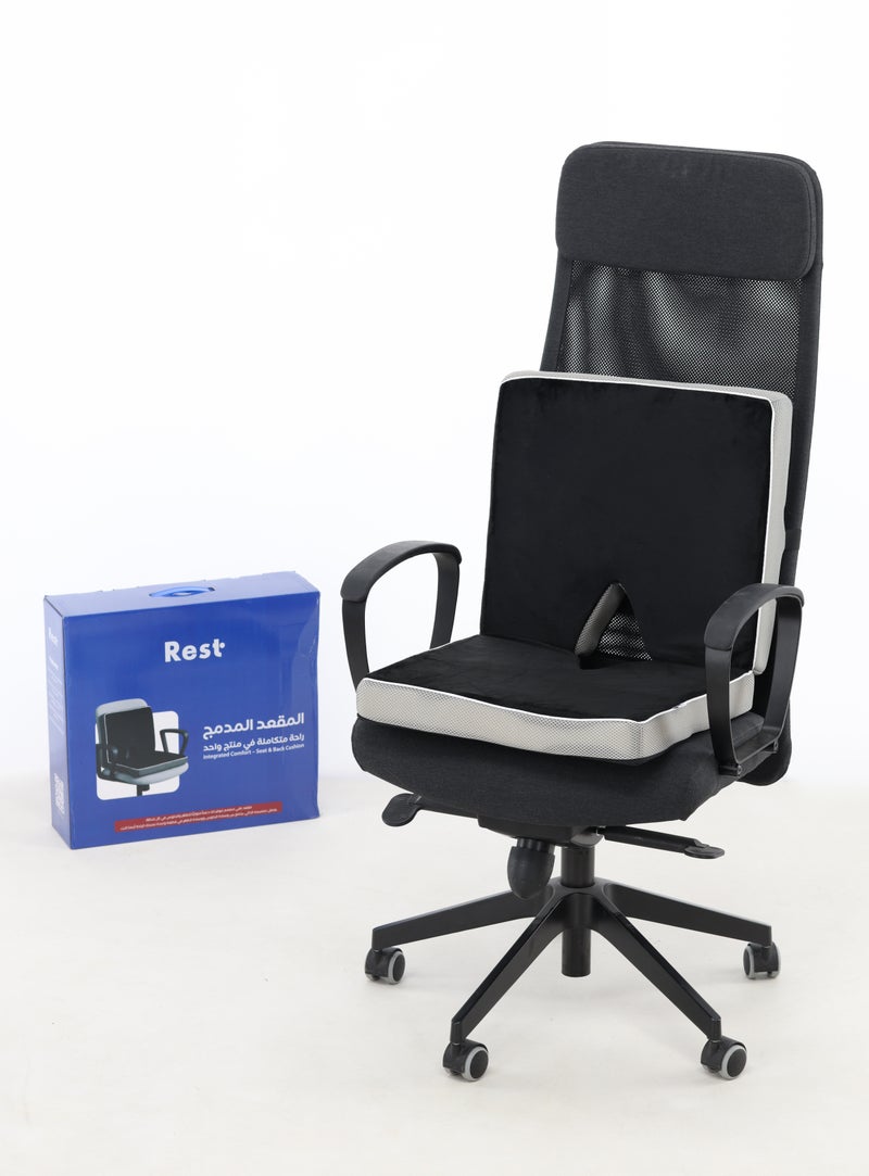 Rest Ergonomic Seat & Back Cushion - Memory Foam Support Pillow for Lumbar, Coccyx & Spine Comfort - Adjustable Universal Seat Cushion for Office Chairs, Car Seats & Home Seating - Pain Relief & Posture Correcting Chair Pad - Image 1