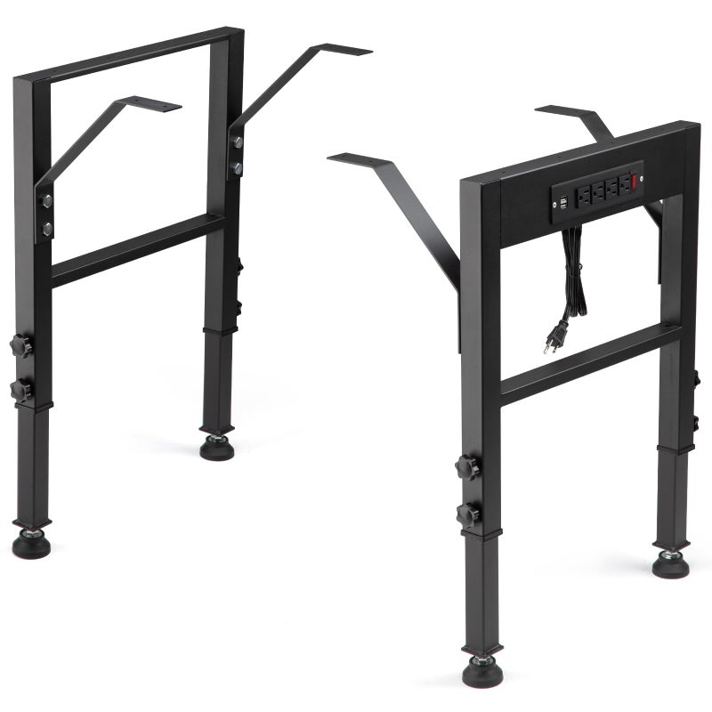 OLBRUS 19.6-Inch Depth Workbench Frame, Height Adjustable 28.5" to 33.8",Set of 4 Metal Table Legs with Floor Protectors, Heavy Duty DIY Furniture Legs for Study Deskï¼ˆPower Outlets/Rubber Padï¼‰ - Image 1