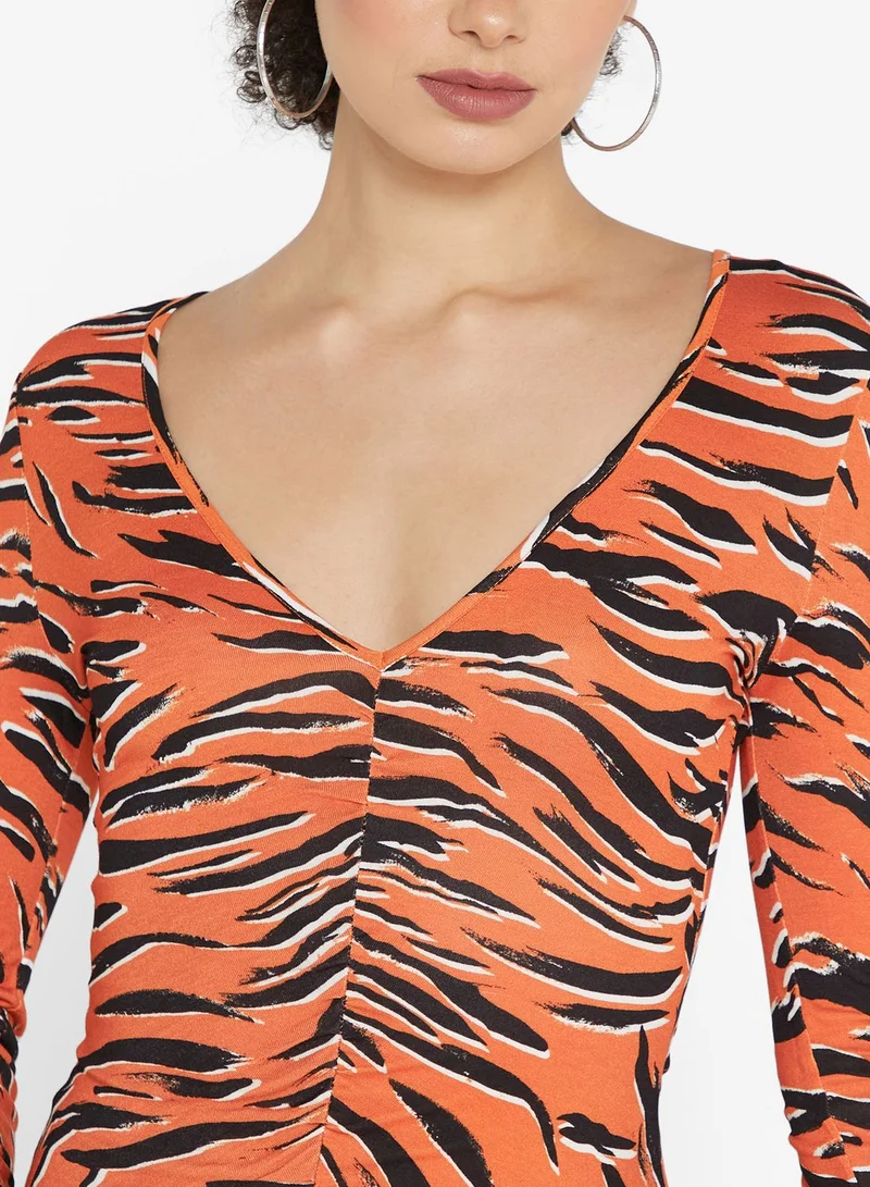 French Connection V-Neck Printed Dress
