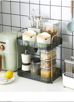 General Coffee Station Organizer,Counter Organizer Countertop Storage, Cosmetics Skincare Shelf Organizer, Makeup Organizer Perfume for Dresser Vanity Tray, Spice Rack Organizer for Kitchen(2 Tier-Green)  - Image 4