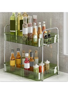 General Coffee Station Organizer,Counter Organizer Countertop Storage, Cosmetics Skincare Shelf Organizer, Makeup Organizer Perfume for Dresser Vanity Tray, Spice Rack Organizer for Kitchen(2 Tier-Green)  - Image 5