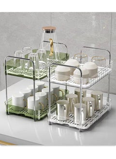 General Coffee Station Organizer,Counter Organizer Countertop Storage, Cosmetics Skincare Shelf Organizer, Makeup Organizer Perfume for Dresser Vanity Tray, Spice Rack Organizer for Kitchen(2 Tier-Green)  - Image 1