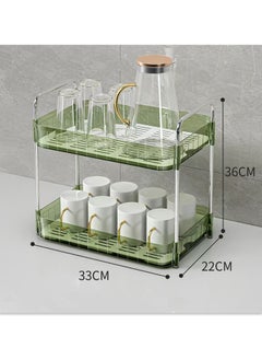 General Coffee Station Organizer,Counter Organizer Countertop Storage, Cosmetics Skincare Shelf Organizer, Makeup Organizer Perfume for Dresser Vanity Tray, Spice Rack Organizer for Kitchen(2 Tier-Green)  - Image 2