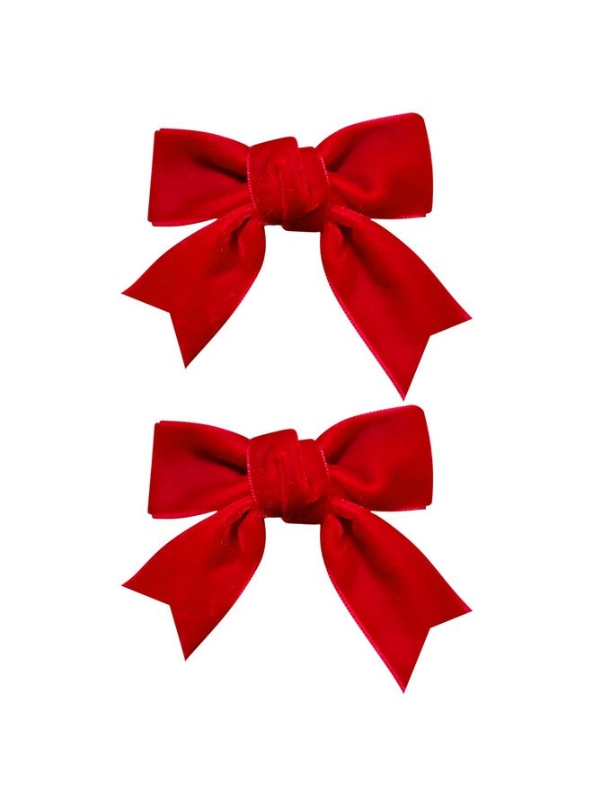 KCHIES Red Velvet Ribbon Bow Hair Clip Valentines Handmade Cute Alligator Barrettes Bowknot Hair Accessory Small For Little Teen Toddler Baby Girls Kids Women Xmas Gift - Image 1