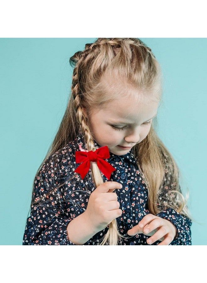 KCHIES Red Velvet Ribbon Bow Hair Clip Valentines Handmade Cute Alligator Barrettes Bowknot Hair Accessory Small For Little Teen Toddler Baby Girls Kids Women Xmas Gift - Image 3