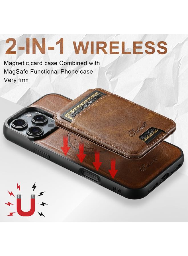Suteni Case For iPhone 16 Pro Max H15 MagSafe Oil Eax Leather Detachable Wallet Back Phone Case - Image 5