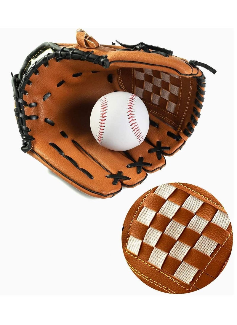 KASTWAVE Baseball Glove, Sports Batting Gloves with Baseball PU Leather Left Hand Catcher's Mitt 10.5"/12.5" for Kids Youth Adults  - Image 1