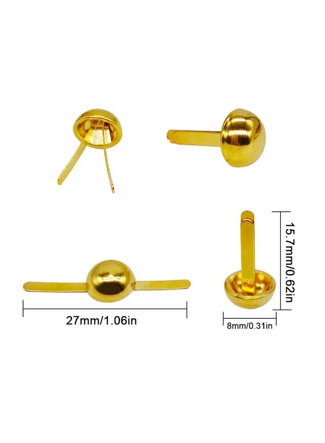Alamic 300 Pieces Paper Fasteners Brads Round Fasteners for Art Crafting School Project Decorative Scrapbooking Crafts Making DIY Supplies 8 x 15mm (Gold)) - Image 2