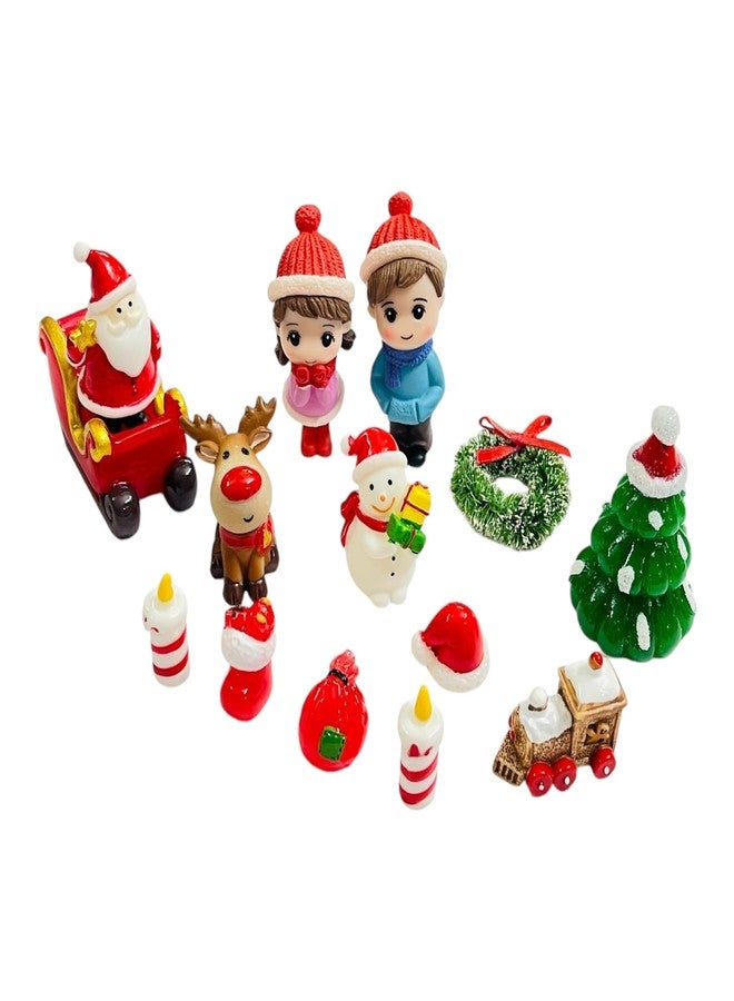 Moira 14 pcs Christmas Theme Miniature Decoration Items for Shops, Cake Toppers Plants, Terrariums, Doll Houses, Fairy Gardens - Image 2