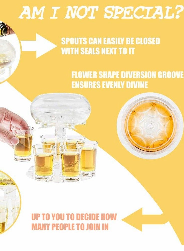 SYOSI Shot Dispenser, KASTWAVE 6 Shot Acrylic Dispenser and Holder Big Capacity for Filling Drinks Cocktail Drinks and Beverages for Drinking Games Parties and Bar Food Grade Material-Transparent - Image 2