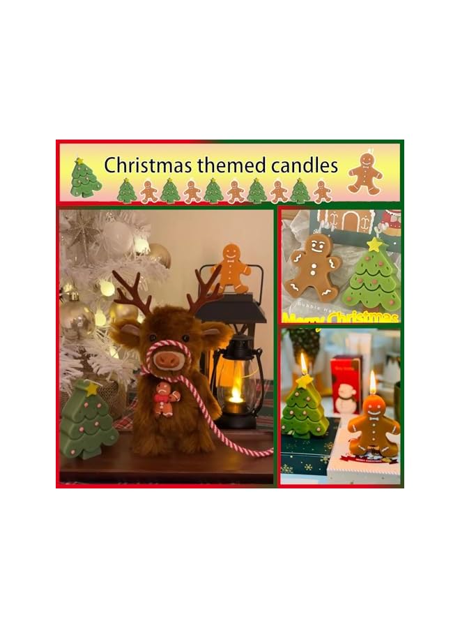 S-TOP Christmas Tree & Gingerbread Man Candle Set - Festival Atmosphere Decorative Shaped Candles for Christmas Party (2PCS) - Image 4