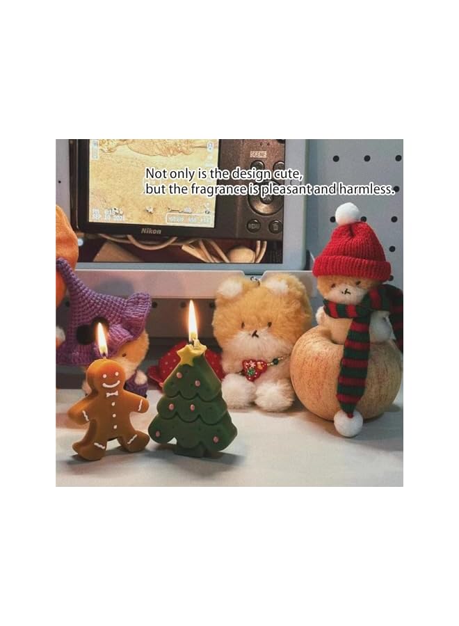 S-TOP Christmas Tree & Gingerbread Man Candle Set - Festival Atmosphere Decorative Shaped Candles for Christmas Party (2PCS) - Image 3