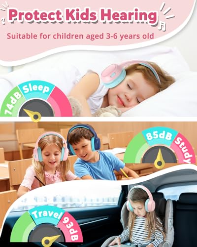 Tronsmart KH02 Kids Headphones, Volume Limit 74/85/93dB, 45H Playtime, Built-in 3.5mm Audio Cable, Foldable, Wireless Headphones with Microphone for School/Travel/Plane (Blue) - Image 2