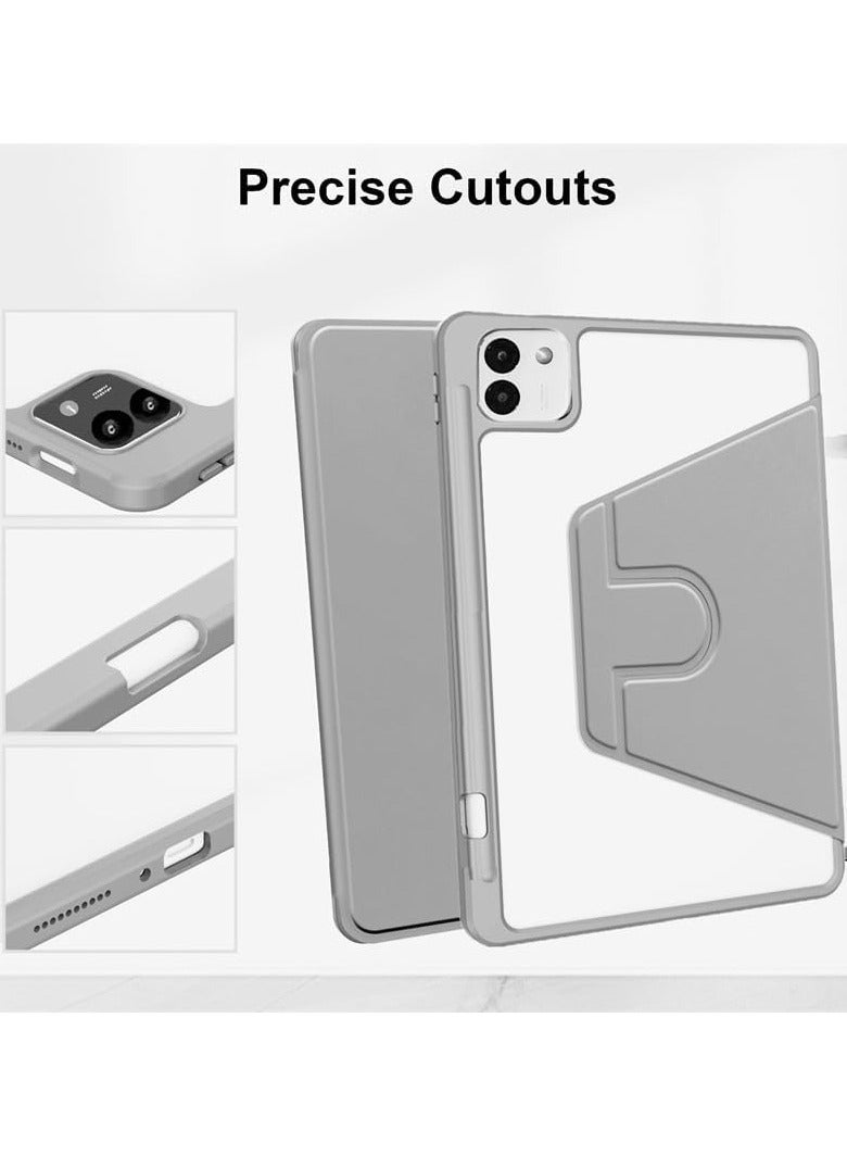 VKL Case Compatible with Honor MagicPad 3 13.3 Inch (2025) Tablet, Rotating Bracket Flip Cover Intelligent Protective Cover with Pen Slot and Auto Sleep/Wake-up (Gray) - Image 4