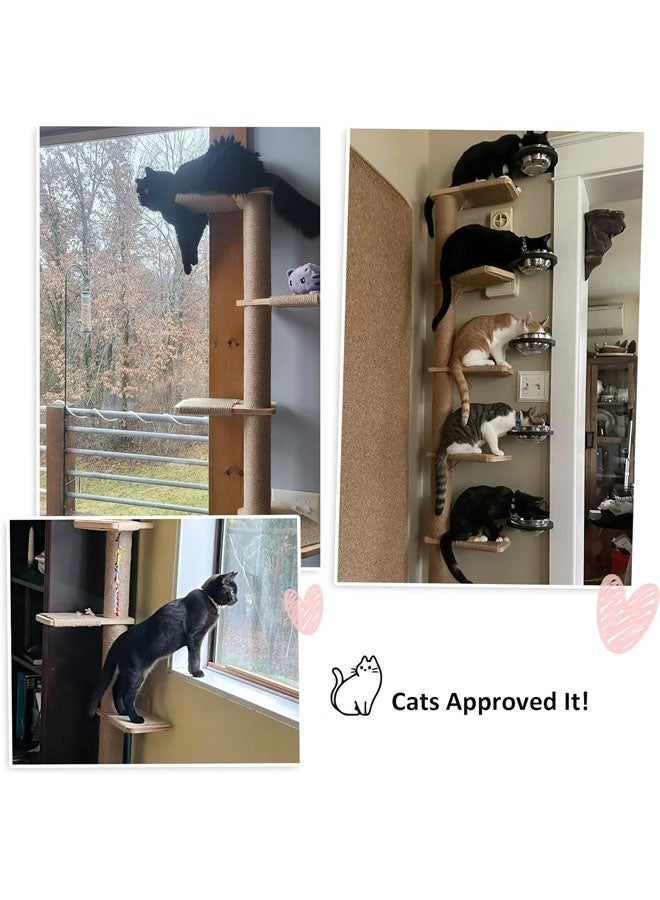 L&E Tall Cat Tree, 5 Tier Floor to Ceiling Cats Tower, Wall-Mounted Kitten Scratching Post, Wild Simulation Kittens Wall Shelves, Suitable for Climb, Scratch, Lookout and Play - Image 5