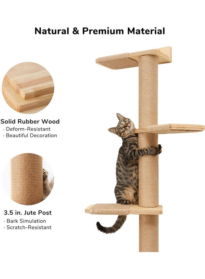 L&E Tall Cat Tree, 5 Tier Floor to Ceiling Cats Tower, Wall-Mounted Kitten Scratching Post, Wild Simulation Kittens Wall Shelves, Suitable for Climb, Scratch, Lookout and Play - Image 4