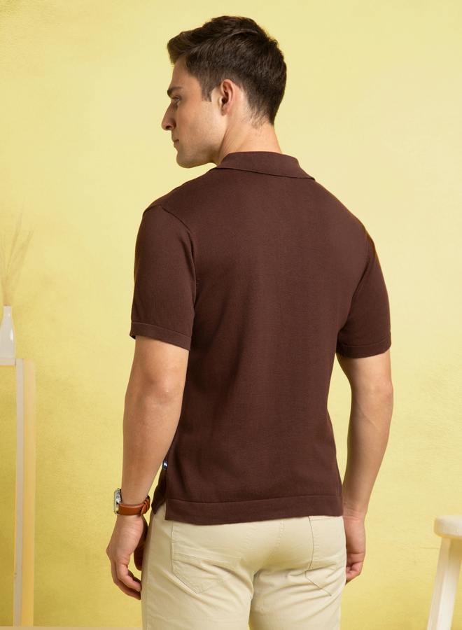 Dennis Lingo Men's Chicory Coffee 100% Cotton Textured Regular Fit T-Shirt  - Image 5