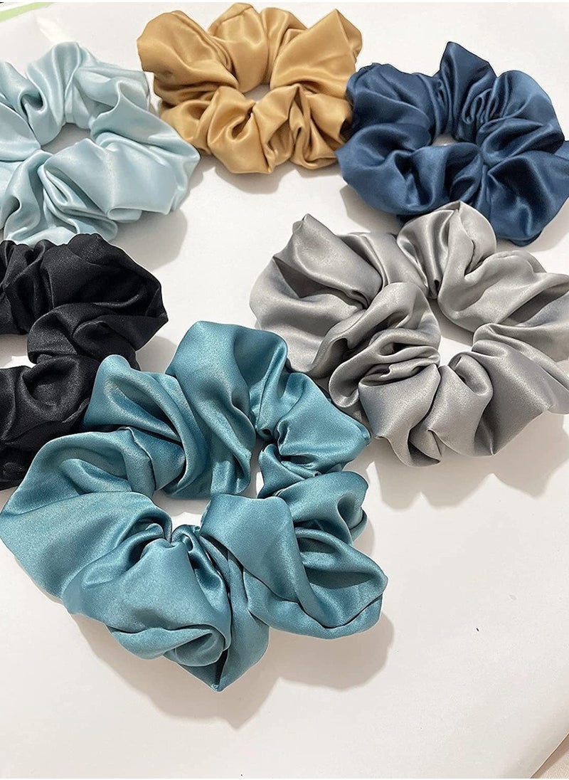 Generic - 6 Pcs Hair Scrunchies Ponytail Holder Satin Elastic Soft Hair Ties Scrunchy Hair Bands for Girls and Ladies Hair Accessories - Image 1