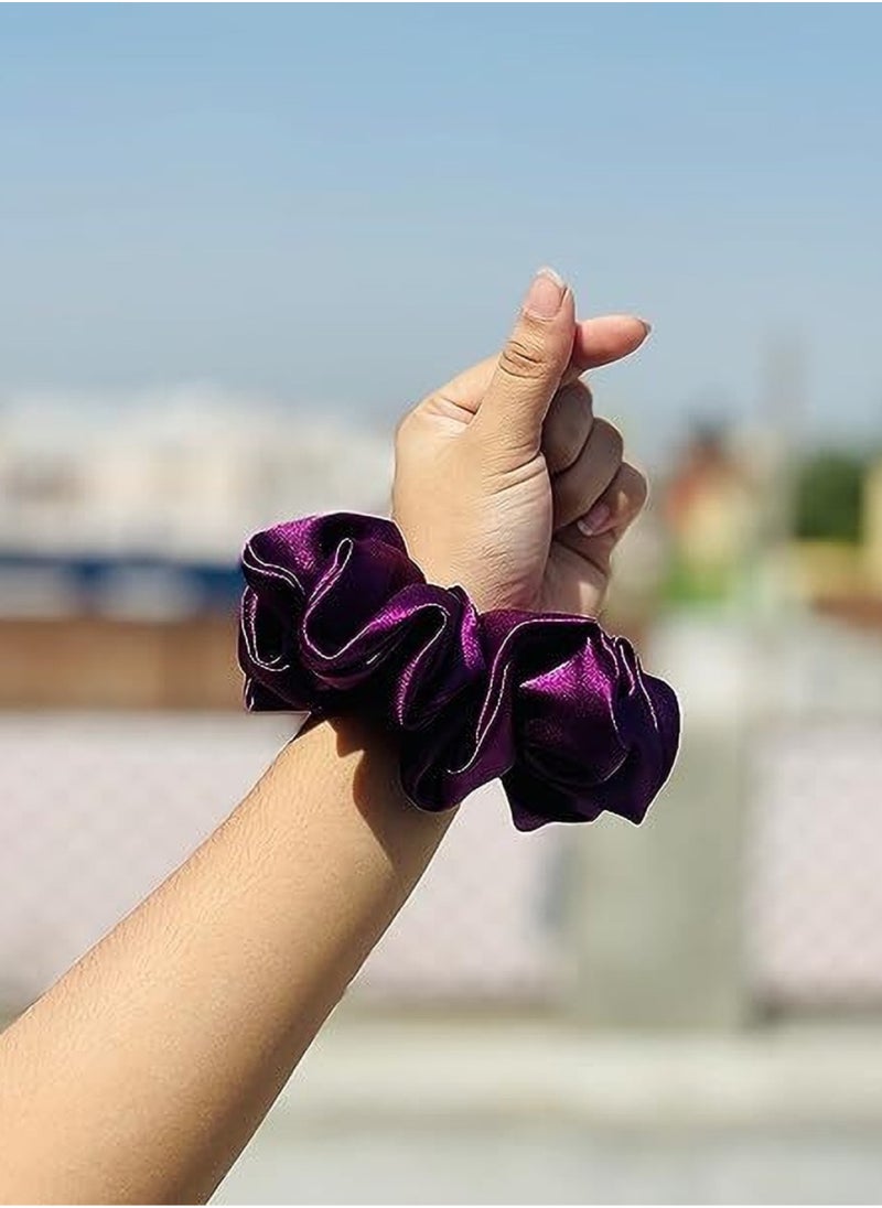 Generic - 6 Pcs Hair Scrunchies Ponytail Holder Satin Elastic Soft Hair Ties Scrunchy Hair Bands for Girls and Ladies Hair Accessories - Image 1
