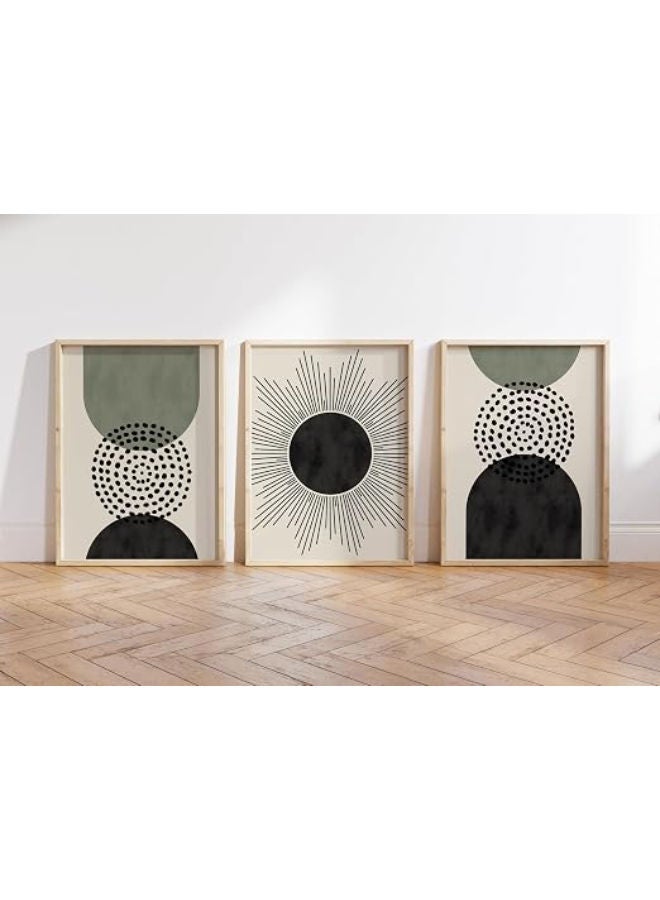 برواز جلاري لوحات جدارية تجريدية مطبوعة من الأكريليك - مجموعة من 3 قطع، كل قطعة 40 × 30 (المجموع 40 × 90) (إطار بيج) (النمط 08) - Image 2
