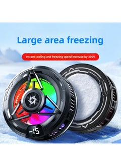 Semiconductor Refrigeration Mobile Phone Radiator Tablet Game Live Broadcast Cooling Magnetic Suction Back Clip Mobile Game Cooling Artifact-Color:Sl-59 Black Digital Display [ice Style]