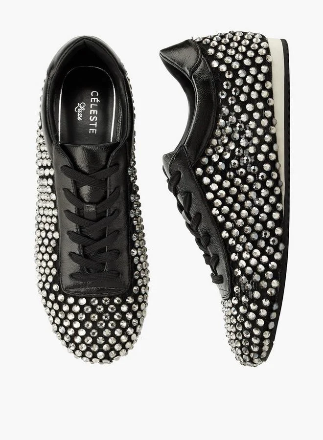 Celeste Women Stud Embellished Lace-Up Sneakers