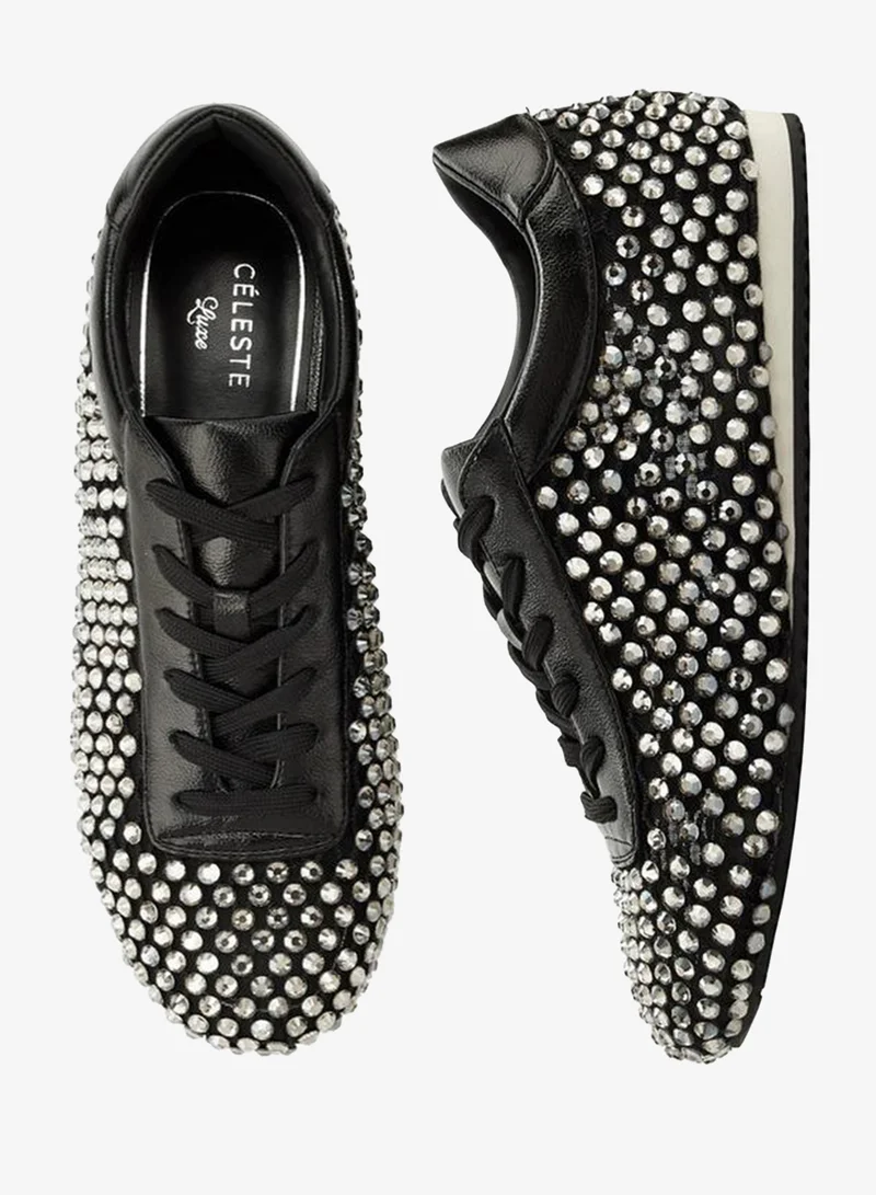 Celeste Women Stud Embellished Lace-Up Sneakers