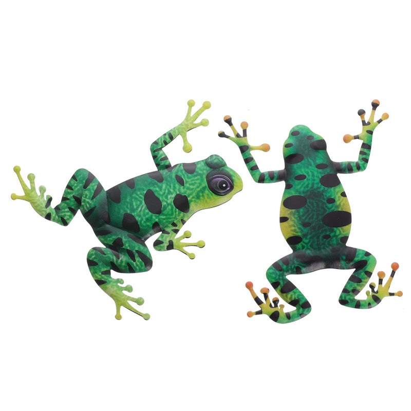 Veemoon 2pcs Metal Frog Wall Art Decor Outdoor Garden Frog Ornaments Climbing Frog Animal Sculpture Frog Hanging Statue for Wall Fence Tree Home Office Decoration 3D Tiny Frogs