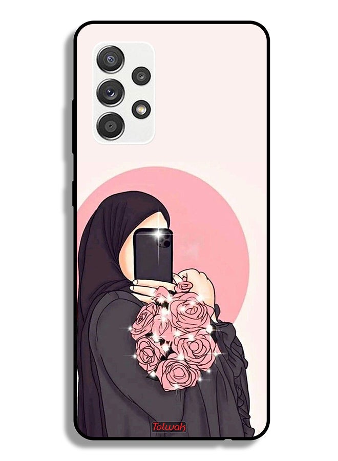 Tolwak Samsung Galaxy A32 5G Protective Case Cover Making Selfies While Holding Flowers Art  - Image 1