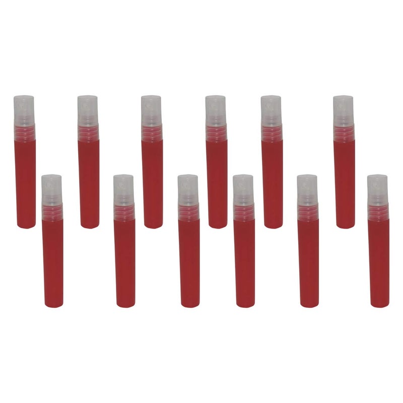Hunky Dory Red 10ml Empty Plastic Pocket Pen Spray Bottle Refillable Bottle Sanitizer Toner Perfume Attar Lotion Moisture Oil Pack of 12 - Image 1