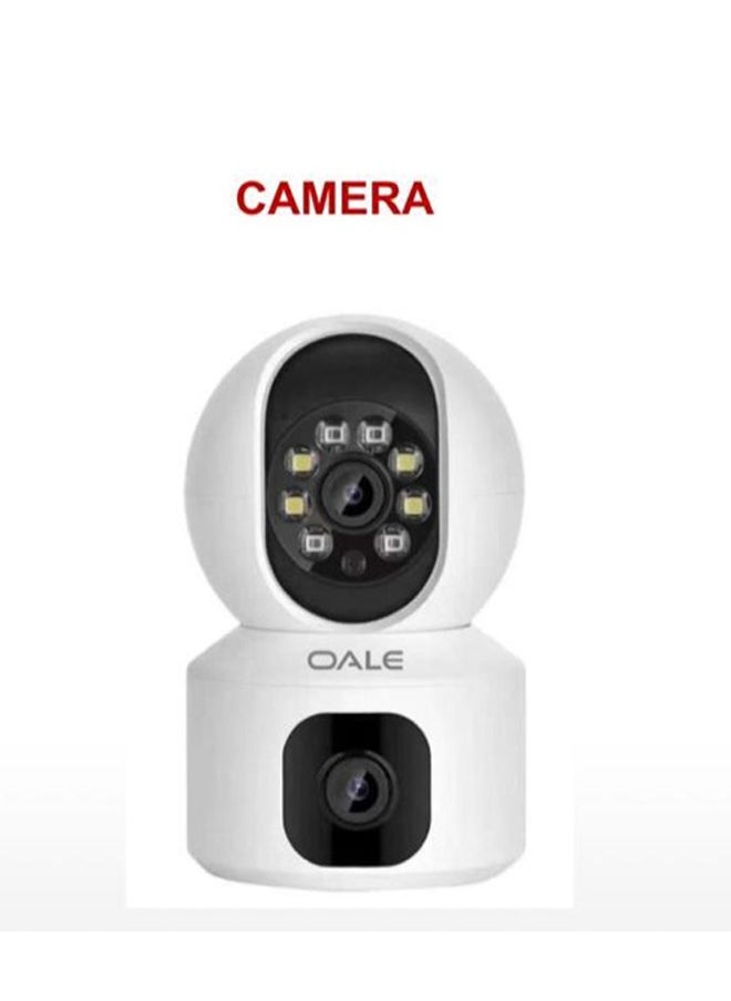 OALE iHome 03 Security Camera Dual Track Audio Support Night Vision Motion Detect Security Camera 360 Full View Two Way Real Time Voice Calling Camera White  - Image 1