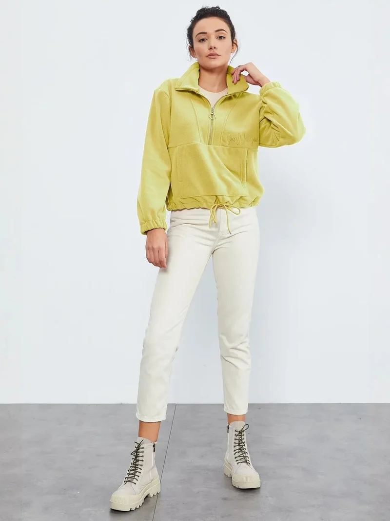 تومي لايف TOMMY Oversized Half-zip Plush Sweatshirt