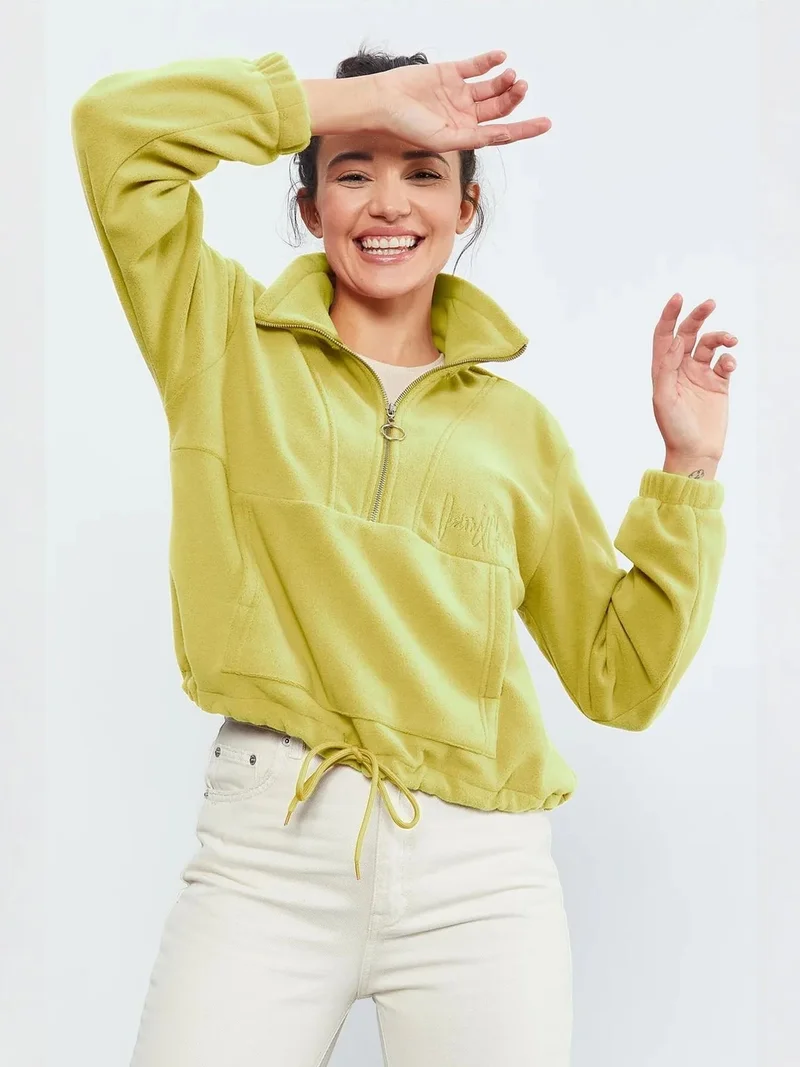 تومي لايف TOMMY Oversized Half-zip Plush Sweatshirt