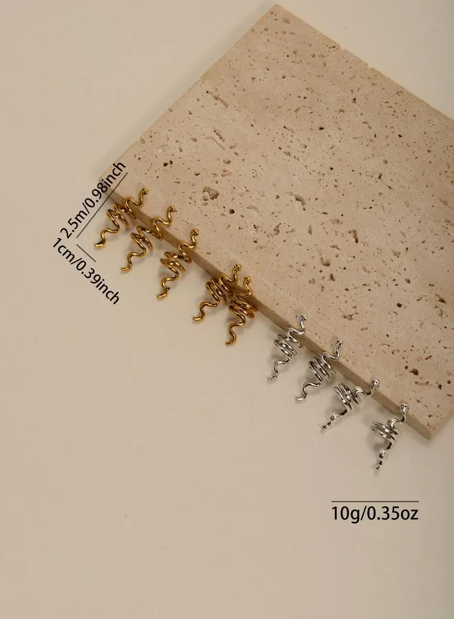 تايك تو Pack of 9 - Gold and Silver Tone Snake-Shaped Hair Rings