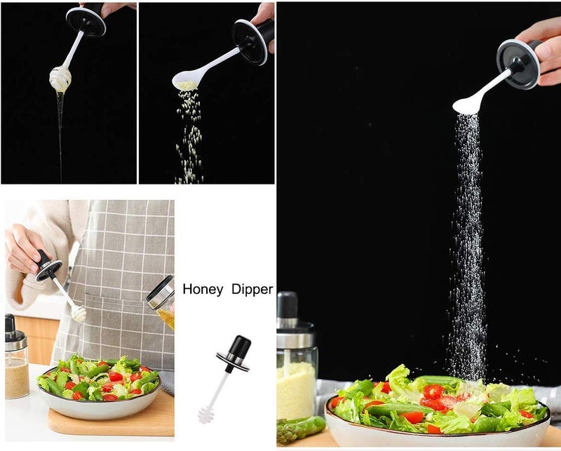 Foxelli FOXELLI Glass Bottle With Dipper Stick Spoon, Honey Storage Glass Container Olive Oil Jar Dispenser Bottle Oil Borosilicate Glass Food Storage Jar Honey Storage With Dipper Honey Dispenser (3 Pcs) - Image 5