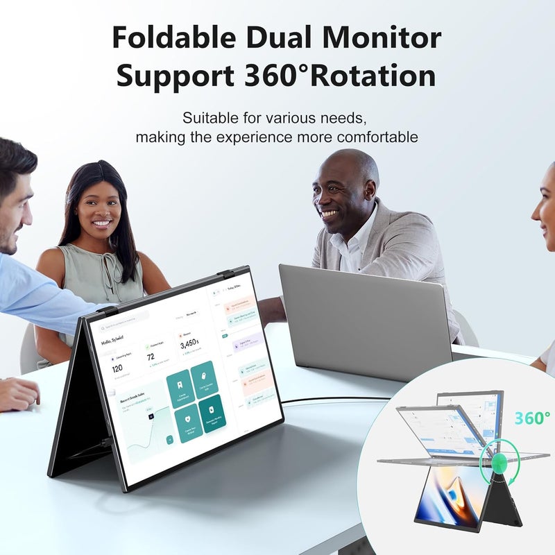 MAGICRAVEN (No Driver Need) Portable Monitor, Dual 15.6" 1080P Triple Laptop Screen Extender, Foldable VESA Mountable Computer Monitor, Travel Extended Display for Wins, Mac OS, Android and Linux - Image 4