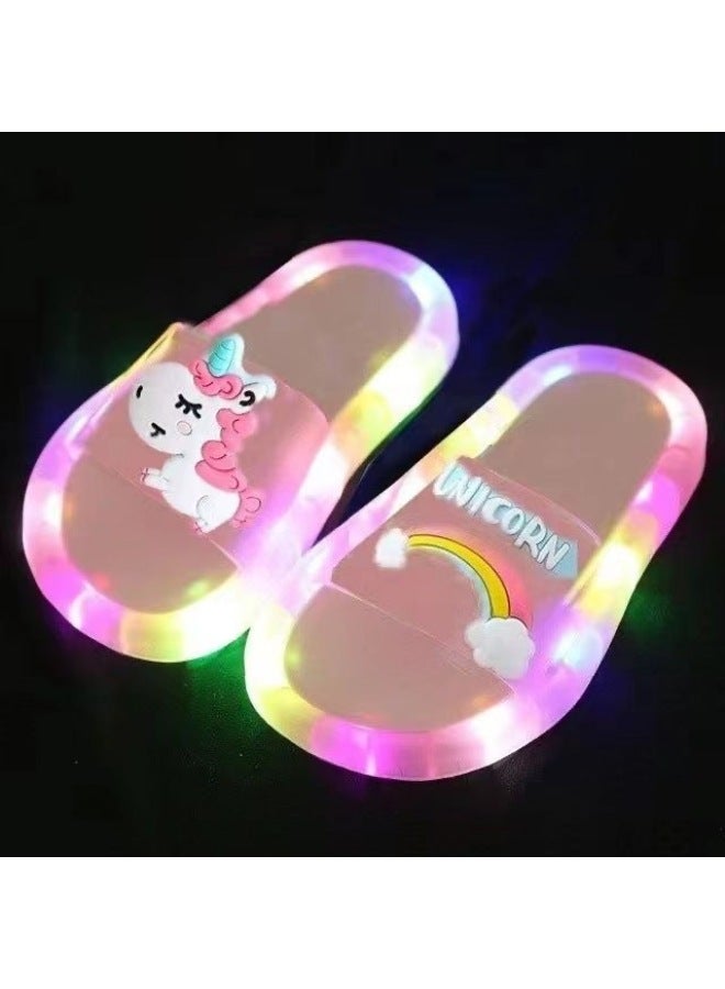 SHAKA Luminous Slippers Children Parent-child Crystal Shoes Outer Wear Flash Light Cartoon Cute Cool Spongebob Squarepants Women Hair - Image 1