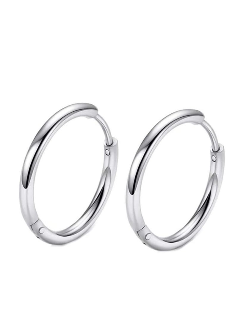 Oasisgalore Hoop Earrings, 6-14mm, Hypoallergenic, Hinged Sleepers for Men & Women, Cartilage & Lobes - Image 1