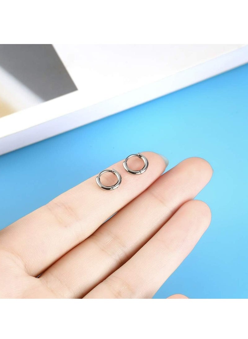 Oasisgalore Hoop Earrings, 6-14mm, Hypoallergenic, Hinged Sleepers for Men & Women, Cartilage & Lobes - Image 2