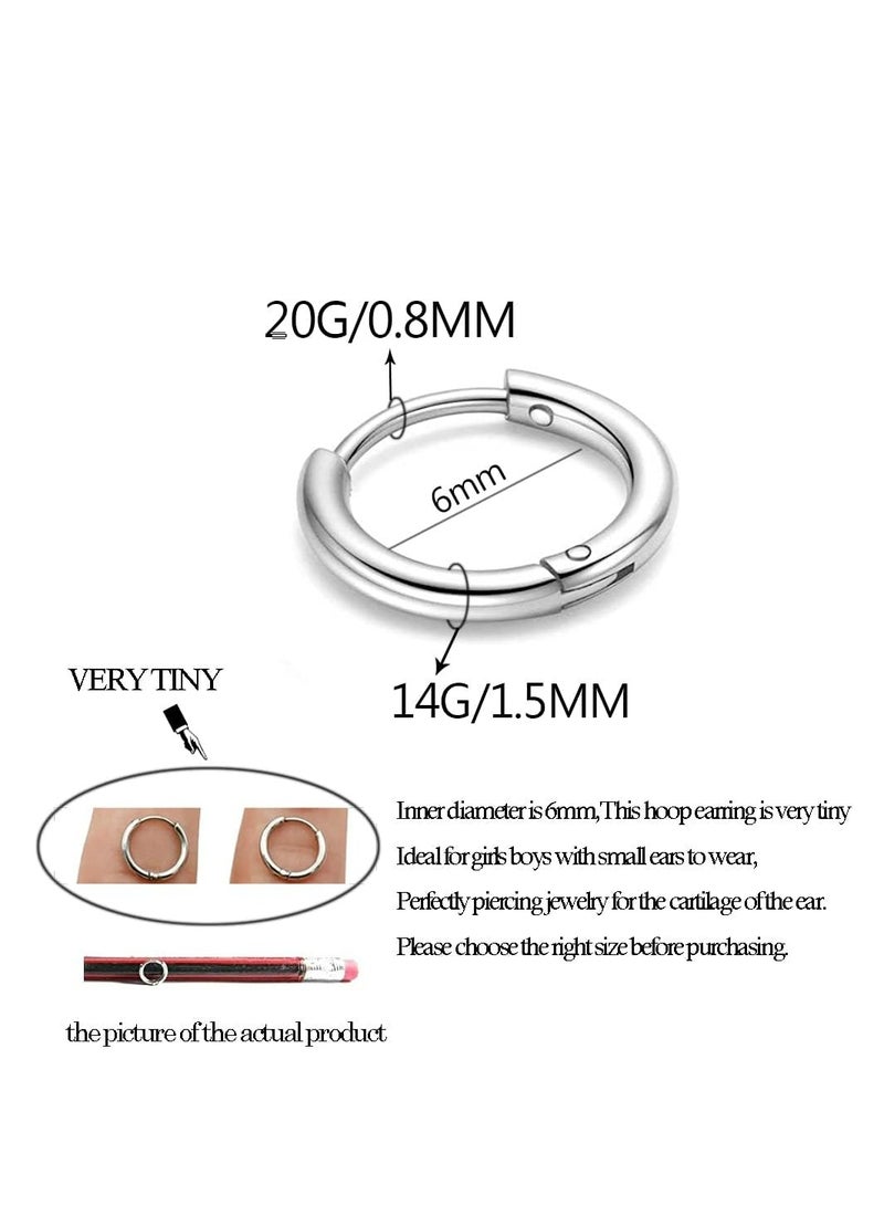 Oasisgalore Hoop Earrings, 6-14mm, Hypoallergenic, Hinged Sleepers for Men & Women, Cartilage & Lobes - Image 3
