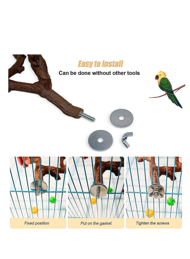 Parrot Perch Stands, Natural Wood Bird Parrot Stand Birds Stand, Branches Fork Perch Rod Stand, Grinding Paw Climbing Standing Cage Accessories Toy Branches for Parakeet, Budgies - Image 5
