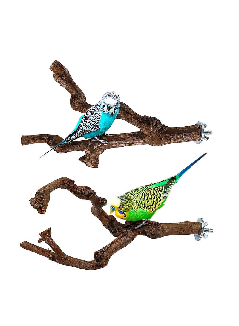 Parrot Perch Stands, Natural Wood Bird Parrot Stand Birds Stand, Branches Fork Perch Rod Stand, Grinding Paw Climbing Standing Cage Accessories Toy Branches for Parakeet, Budgies - Image 1