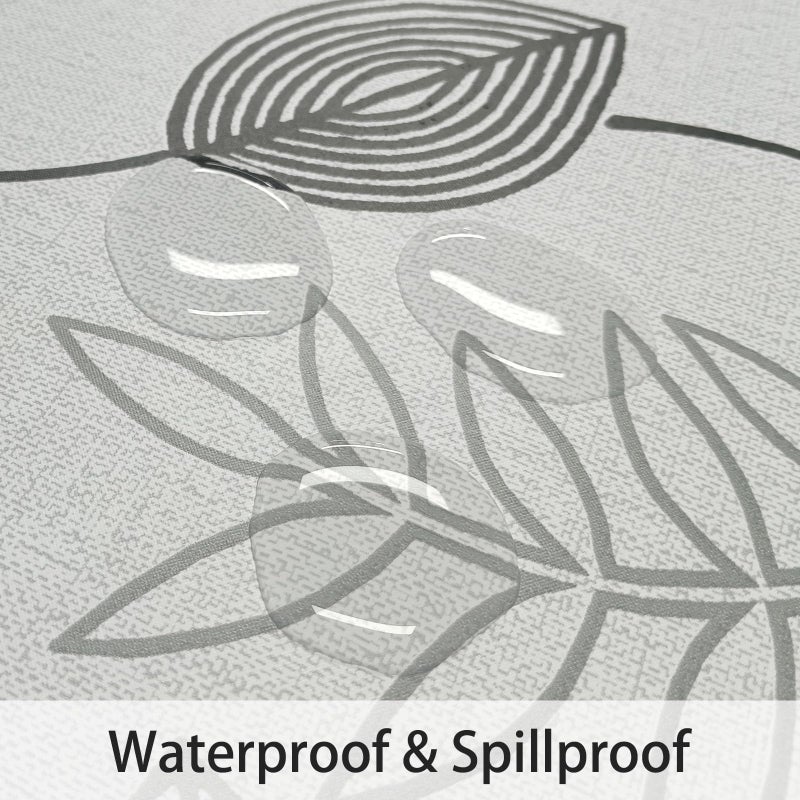 LIBERECOO Round Vinyl Fitted Tablecloth with Flannel Backing Elastic Edge Plastic Table Cover - Leaf Whisper - Waterproof Stain-Resistant Wipeable Tablecloths - Image 4