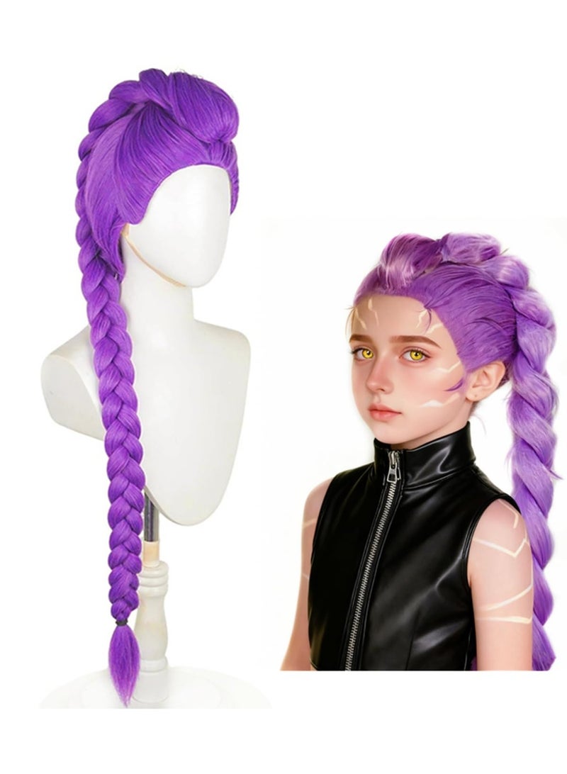 olayks Girl Long Purple Braided Cosplay Wig, Kpop Rumi Demon Hunter Wig for Halloween Costume Stage Concert Themed Party Cosplay Props - Image 1