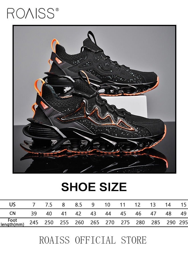 roaiss Men's Classic Platform Sneakers Round Toe Lace-Up Comfortable Lightweight Breathable Durable Non-slip Casual Shoes Running Shoes, Versatile School and Training Shoes Black - Image 2