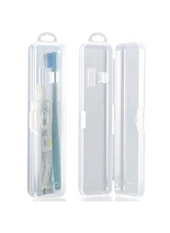 Patelai 2 Pack Travel Size Toothbrush Case Holder Portable Clear Toothbrush and Toothpaste Storage Container Hard Plastic Transparent Toothbrush Carrying Box for Traveling  - Image 1