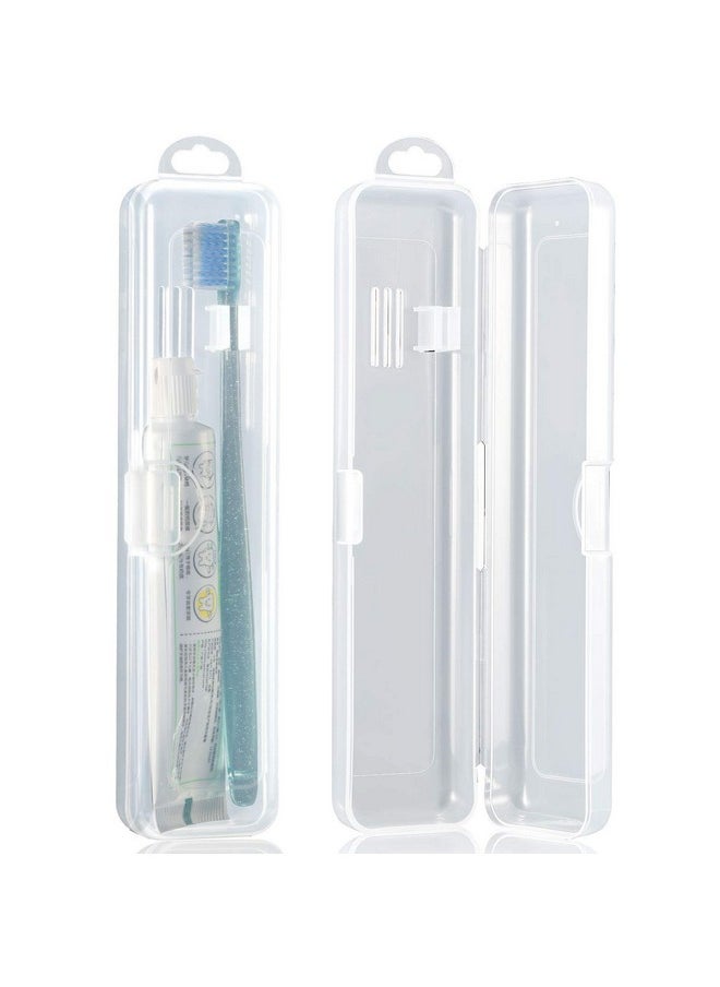 Patelai - 2 Pack Travel Size Toothbrush Case Holder Portable Clear Toothbrush and Toothpaste Storage Container Hard Plastic Transparent Toothbrush Carrying Box for Traveling - Image 1