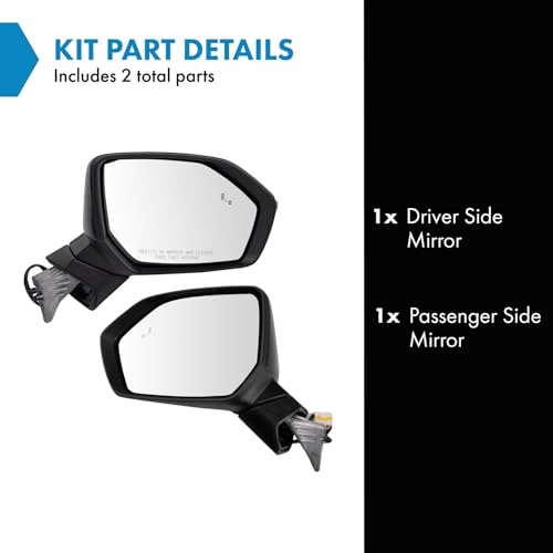 TRQ مجموعة مرايا السائق والراكب الجانبية TRQ مع تسخين كهربائي ومؤشر النقطة العمياء طلاء أسود ناعم متوافق مع هيونداي باليسايد 2020-2022 HY1320276 HY1321276 - Image 2