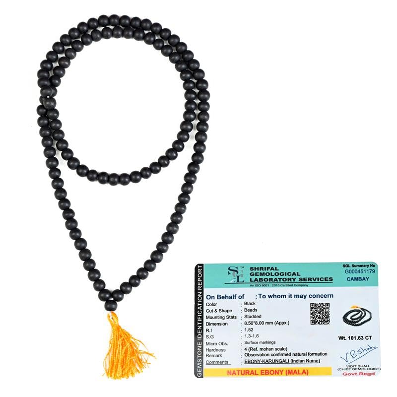 HindCraft Karungali Mala 108 Beads | Natural Ebony Wood Jap Mala for Meditation & Prayer | Unisex Spiritual Necklace for Men & Women - Image 1
